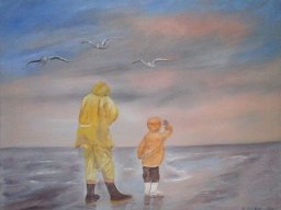 Vater und Sohn im Watt